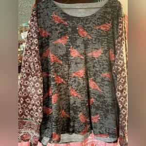 Coldwater Creek Black and Red Long Sleeve Top